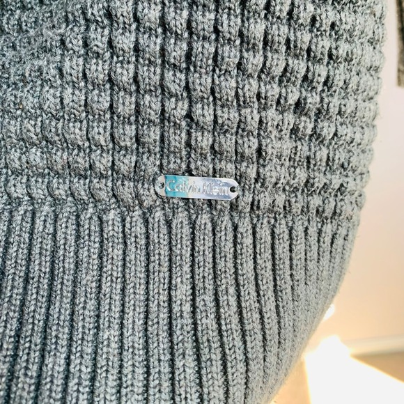 Calvin Klein Olive Green Funnel‎ Neck Sweater – Size M – Waffle Knit Pullover - Picture 7 of 9